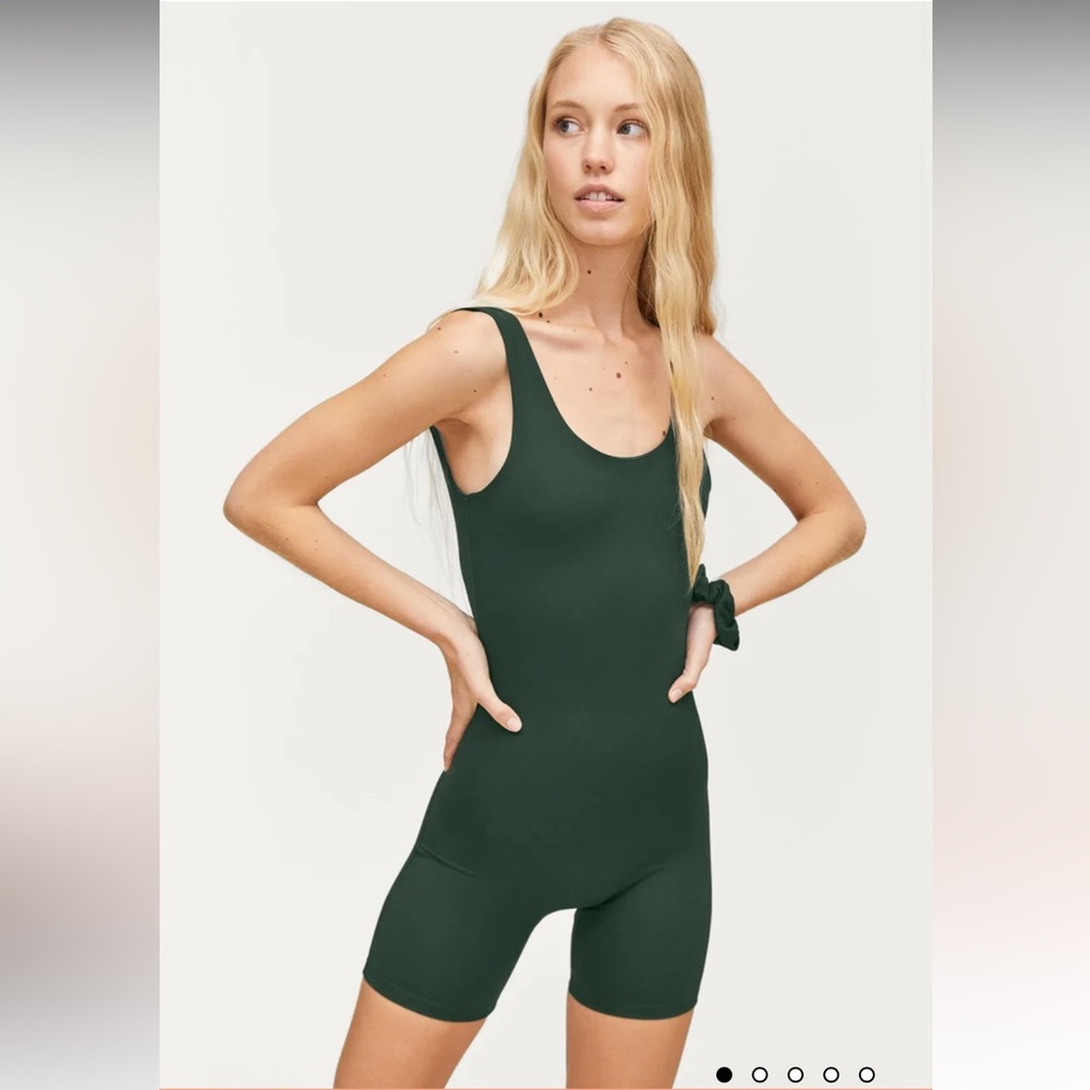 Girlfriend collective moss bike short unitard